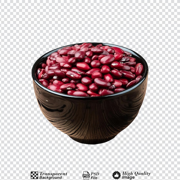 Red bean seeds in a black cup isolated on transparent background