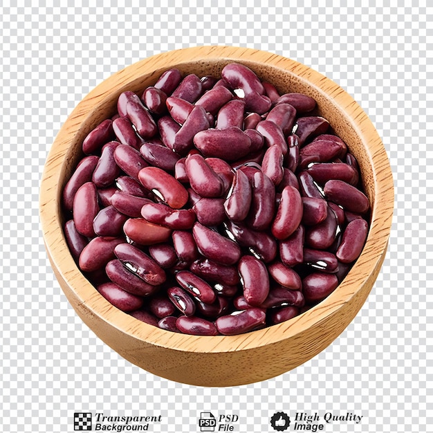 Red bean seeds in a wooden cup isolated on transparent background