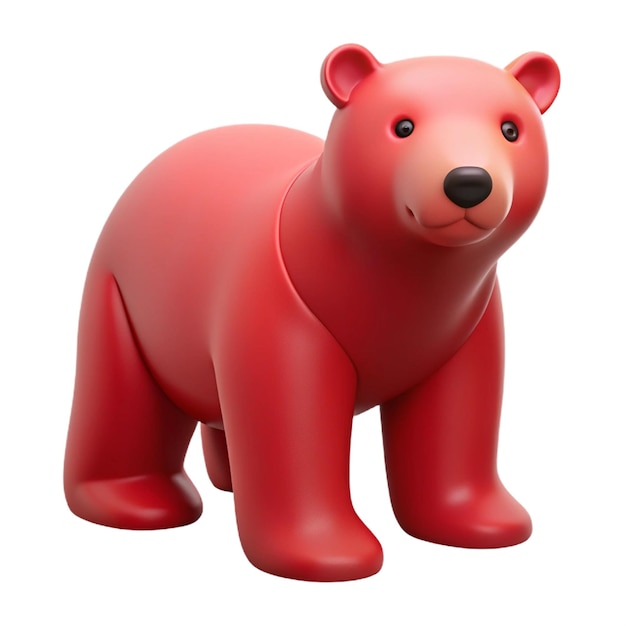 PSD a red bear with a black nose and a red nose