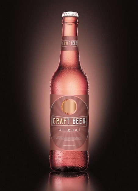 red beer bottle mockup