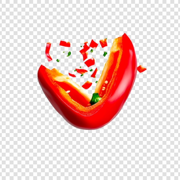 PSD red bell pepper slice with a white background