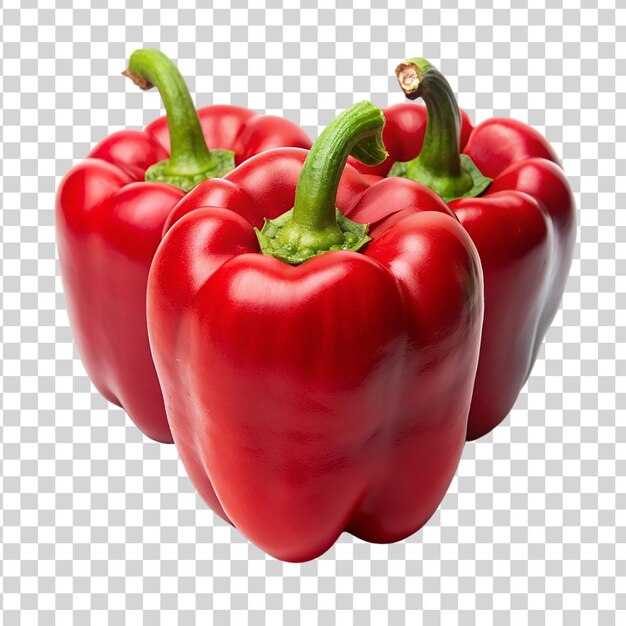 Red bell peppers isolated on transparent background