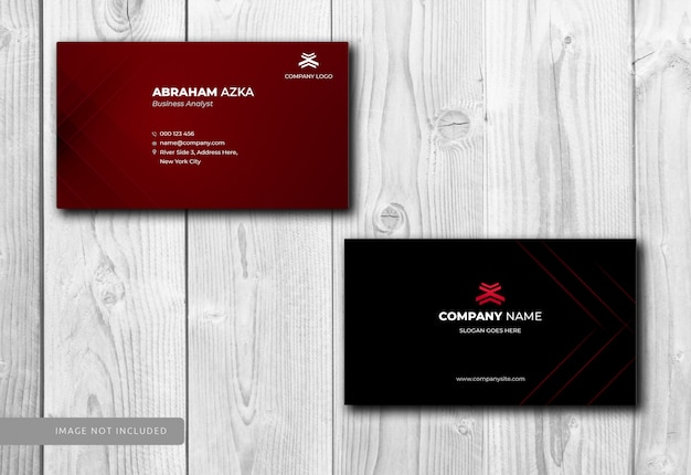 Red black business card design with modern corporate  