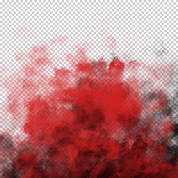 Red and black cloudy smoke isolated on transparent background