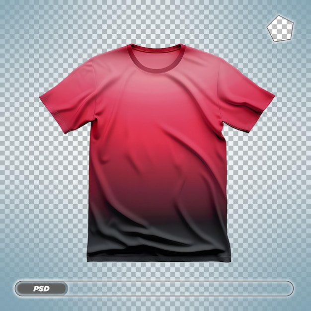 Red and Black Gradient TShirt Mockup Isolated on transparent background