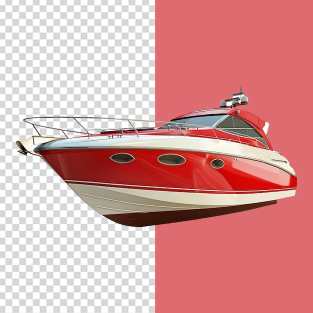 Red and black motor boat isolated on transparent background