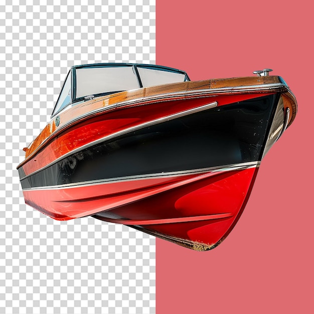 Red and black motor boat isolated on transparent background