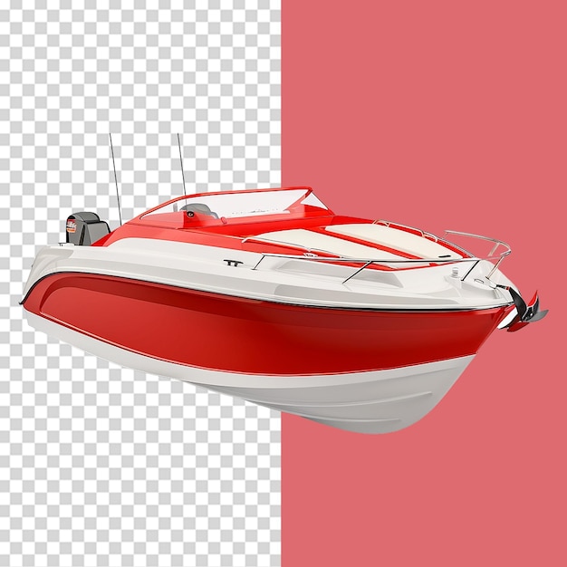 Red and black motor boat isolated on transparent background