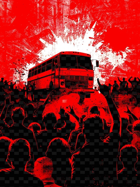 a red and black picture of a bus with the word quot bus quot on it