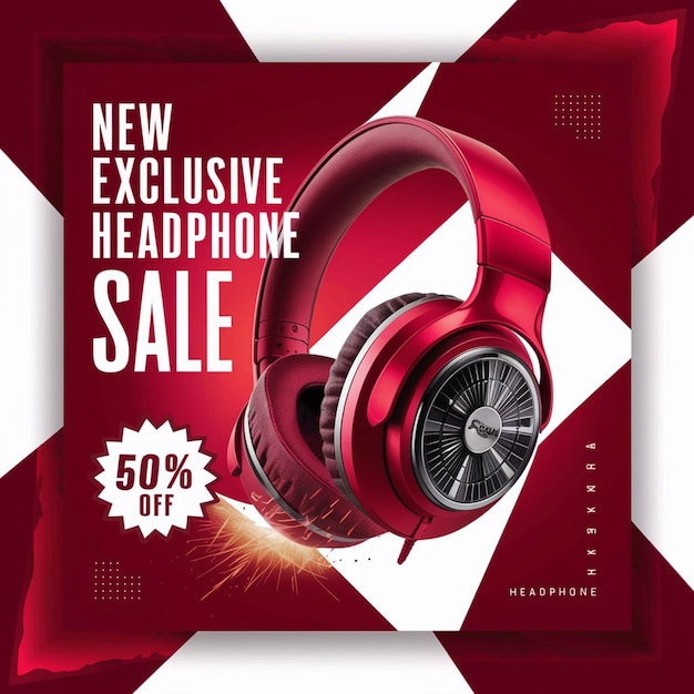 PSD a red and black poster for new headphones