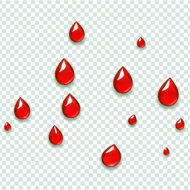 red Blood drops on a transparent background