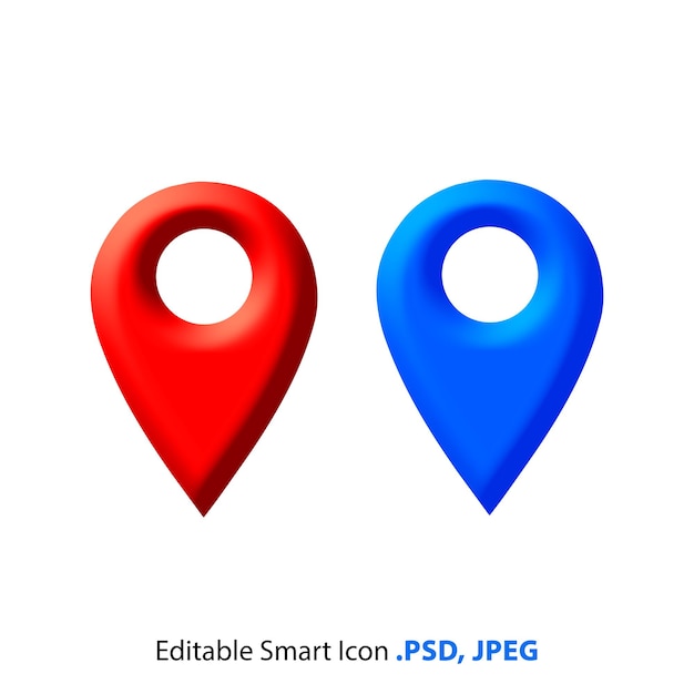 PSD red blue color location icon set