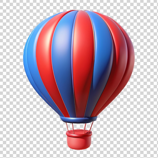 Red and blue hot air balloon 3d isolated on transparent background