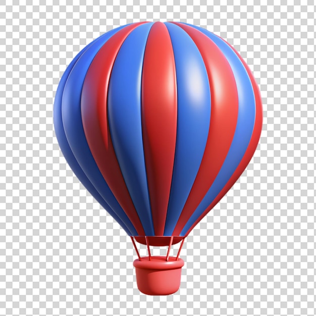 Red and blue hot air balloon 3d isolated on transparent background