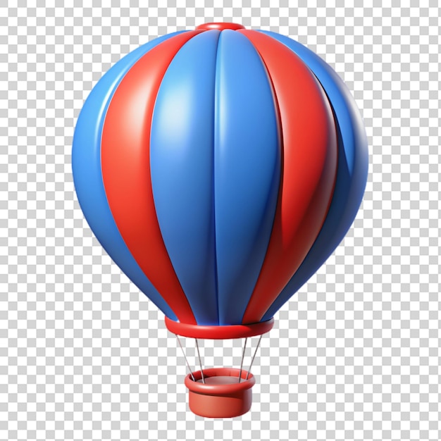 Red and blue hot air balloon 3d isolated on transparent background