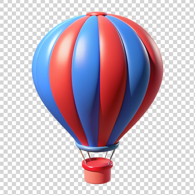 Red and blue hot air balloon 3d isolated on transparent background