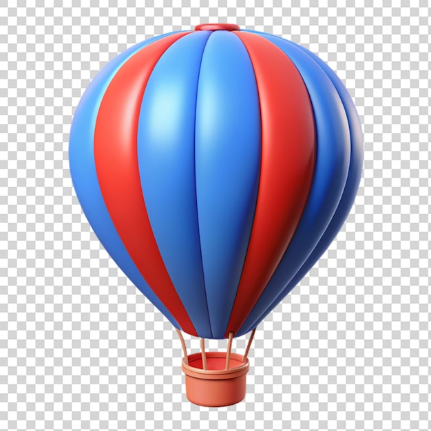 Red and blue hot air balloon 3d isolated on transparent background