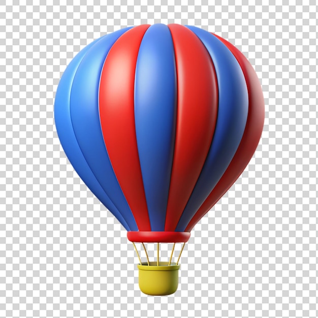 Red and blue hot air balloon 3d isolated on transparent background