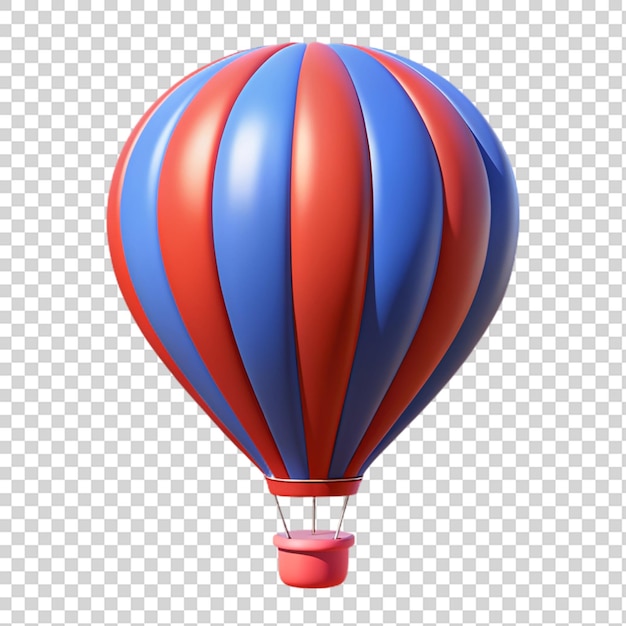 Red and blue hot air balloon 3d isolated on transparent background