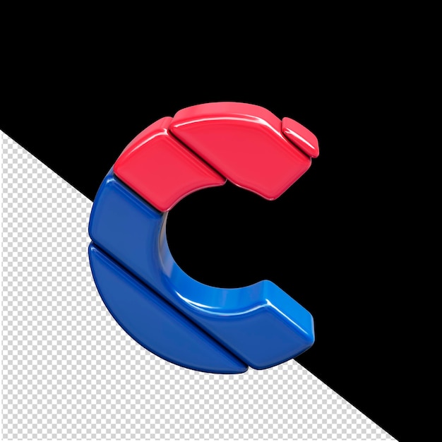 Red and blue plastic 3d symbol letter c