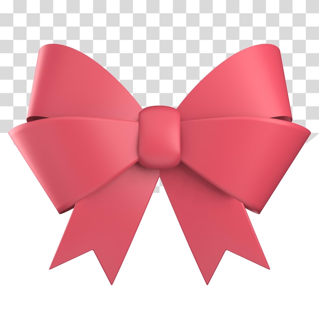 Red Bow Ribbon Render 3D Illustration Christmas Decoration