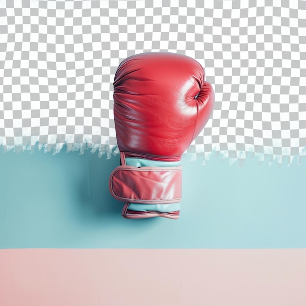 PSD a red boxing glove with a blue background and a white checkered pattern