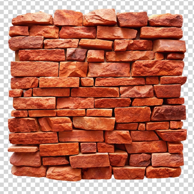 Red brick wall texture pattern isolated on transparent background