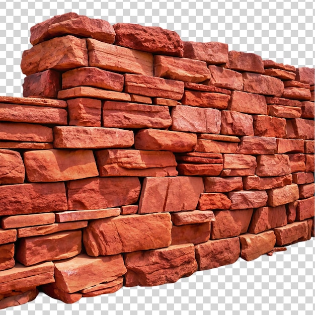 Red brick wall texture pattern isolated on transparent background