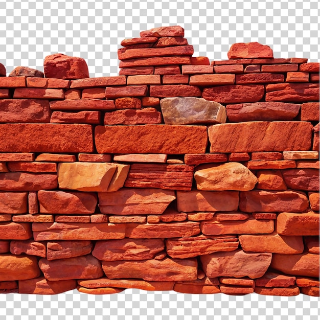 Red brick wall texture pattern isolated on transparent background