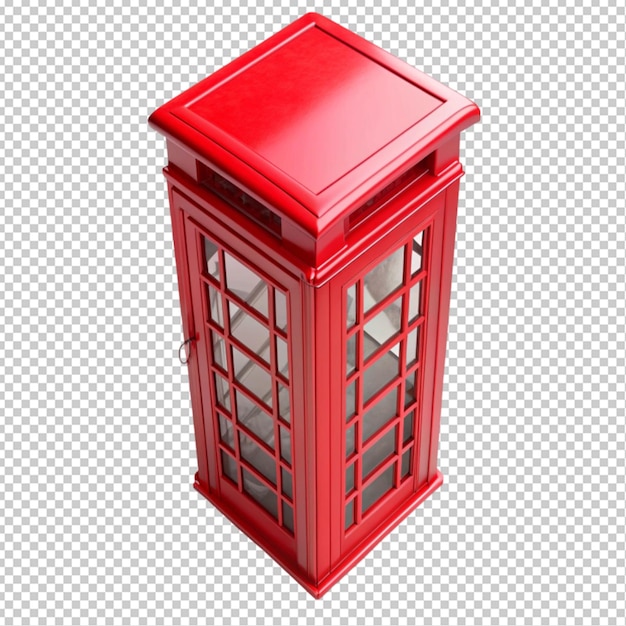 PSD red british red telephone booth top view transparent background