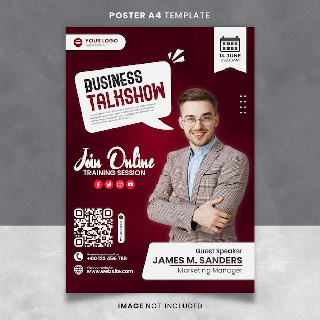 Red Business Talkshow Poster Or Banner Ready to Print