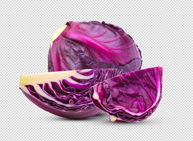 Red cabbages isolated on alpha layer