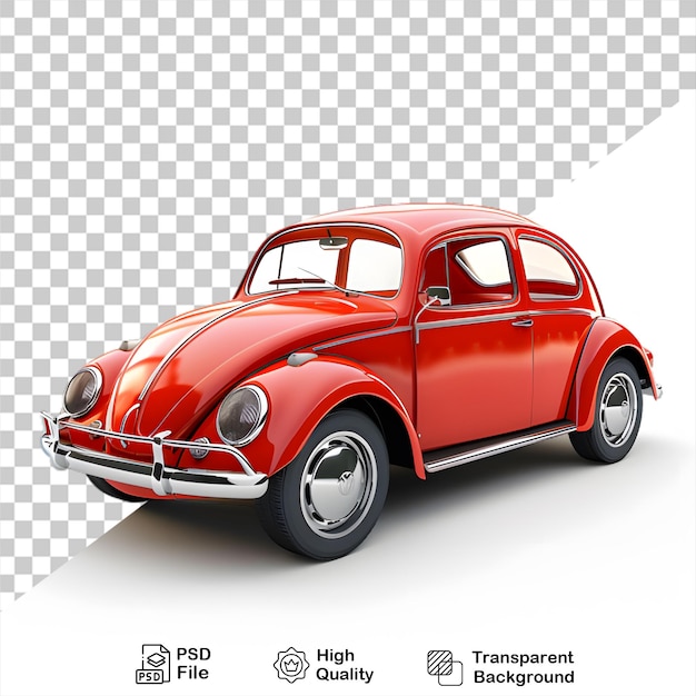 red car png vintage model 3d illustration Cartoon style on transparent background