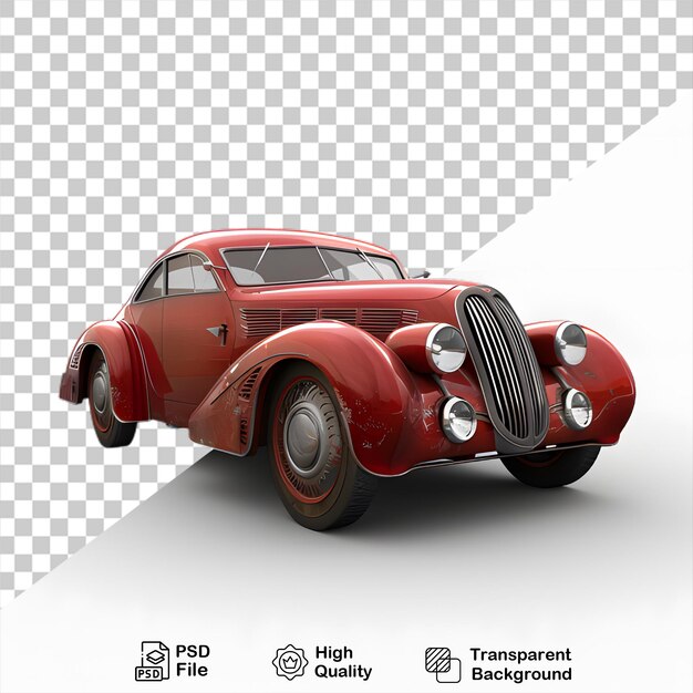 red car png vintage model 3d illustration Cartoon style on transparent background