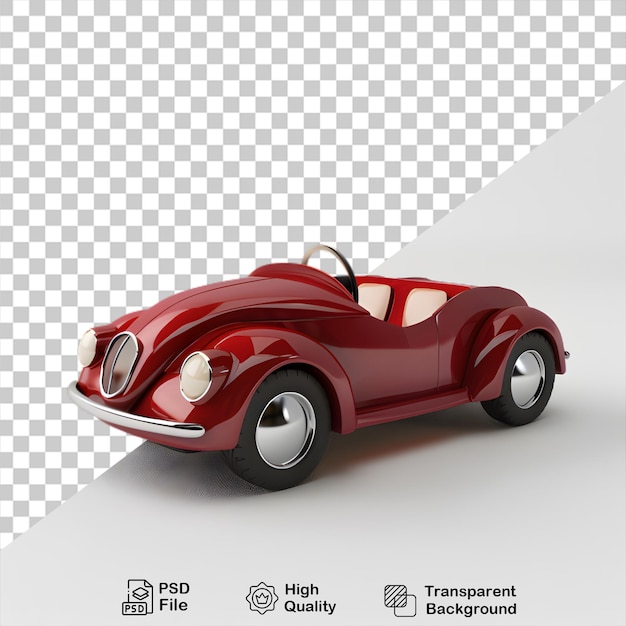 red car png vintage model 3d illustration Cartoon style on transparent background