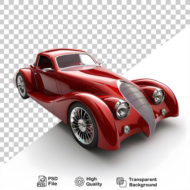 red car png vintage model 3d illustration Cartoon style on transparent background