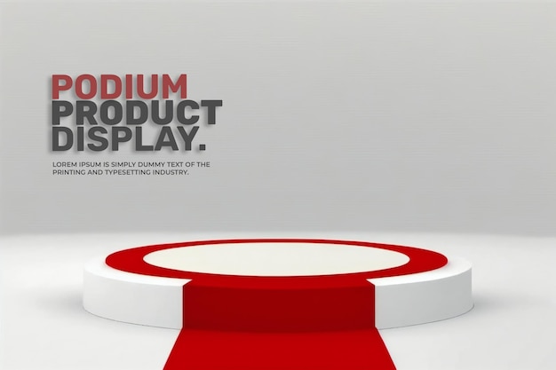 Red carpet podium stage display mockup for product presentation scene product display showcase