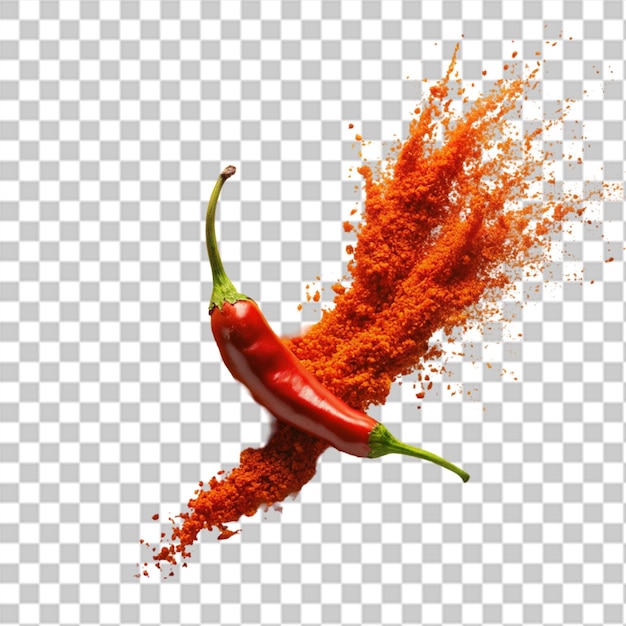 Red cayenne pepper isolated on transparent background