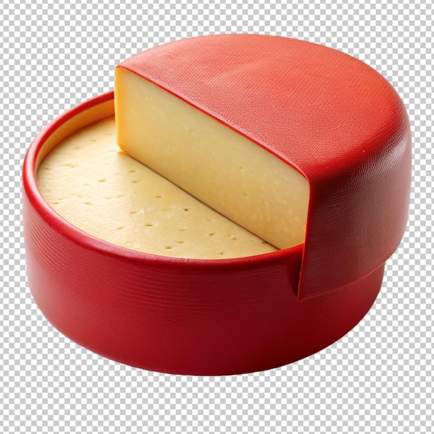 PSD red cheese round box on transparent background