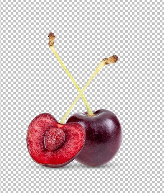 Red cherry isolated on alpha layer