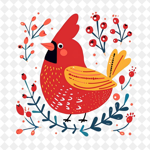 a red chicken with a bird on it