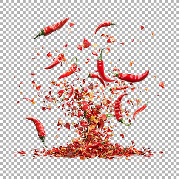 PSD red chili in air on transparent background ai generated