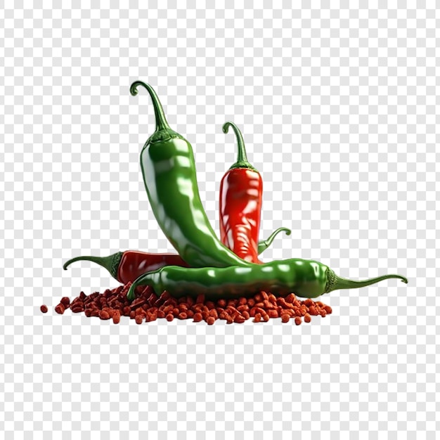 PSD red chili and chili flakes isolated image on transparent background