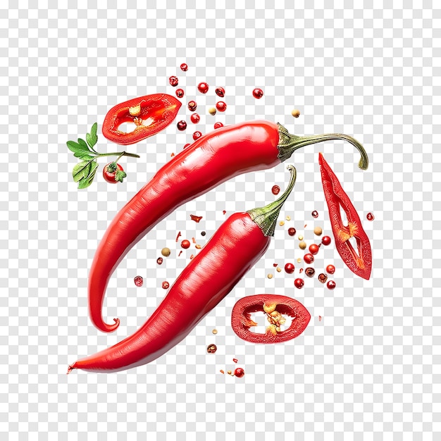 Red chili pepper isolated on transparent background Generative AI