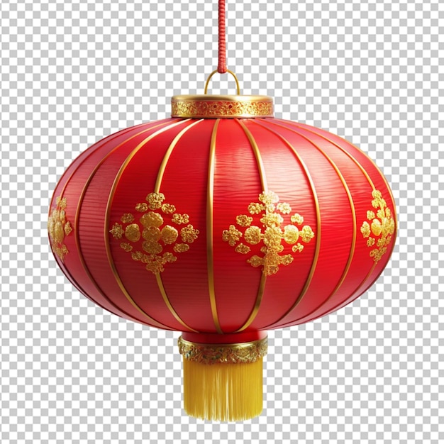 red Chinese decorative lantern on transparent background