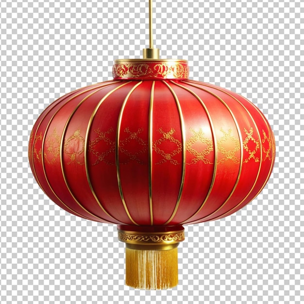 red Chinese decorative lantern on transparent background