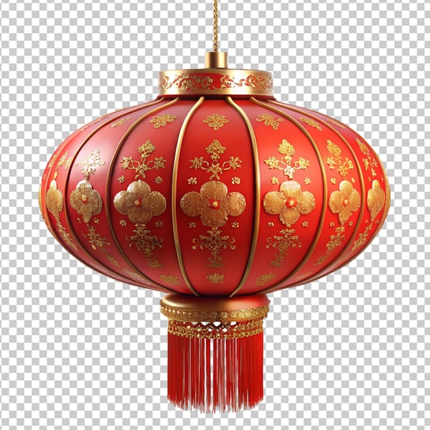 red Chinese decorative lantern on transparent background