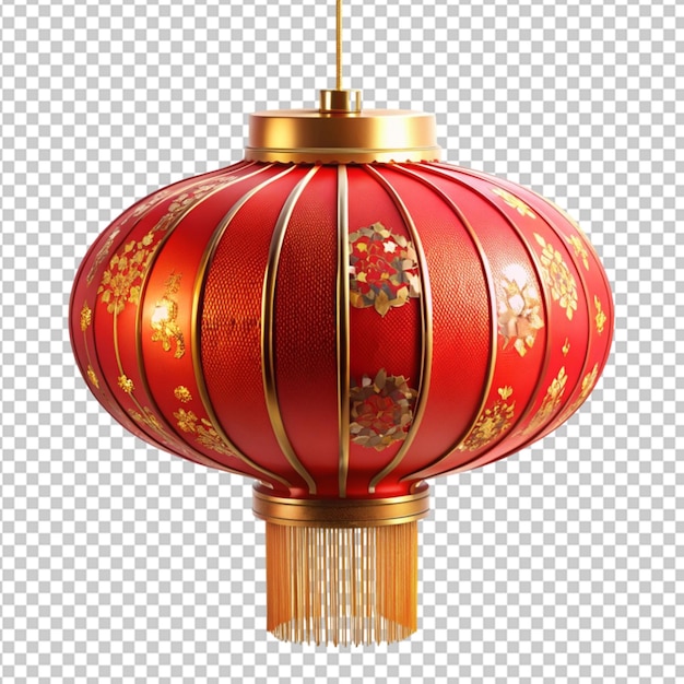 red Chinese decorative lantern on transparent background