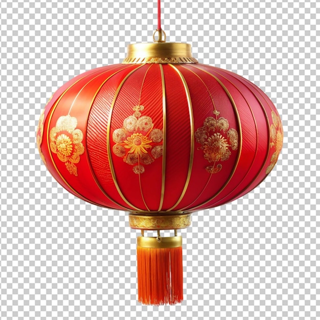 red Chinese decorative lantern on transparent background