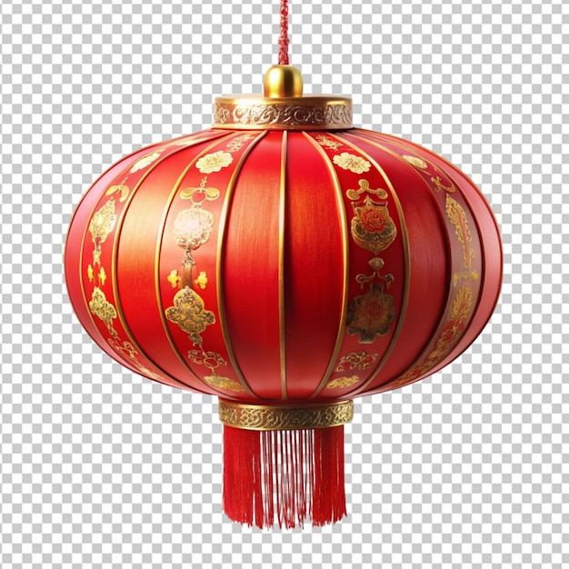 red Chinese decorative lantern on transparent background